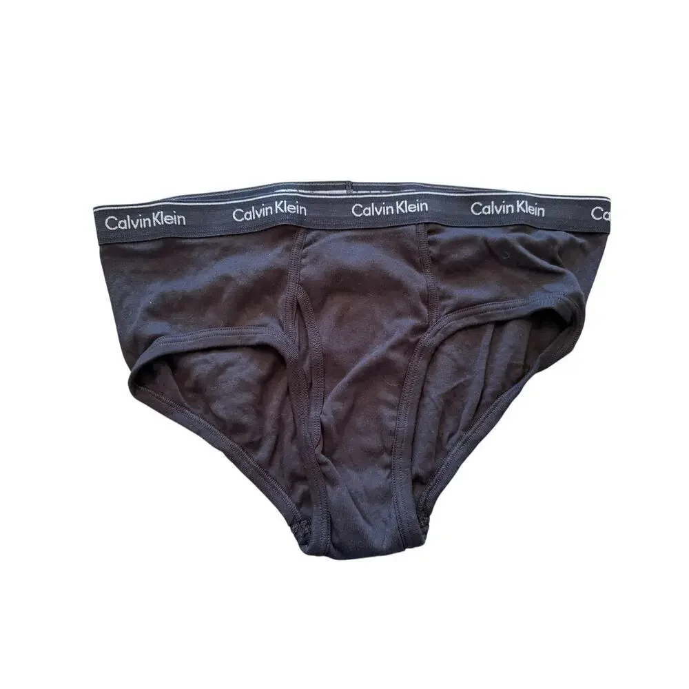 Calvin Klein Men's Black Cotton Classic Fit Brief Underwear Size XL Pack of 2